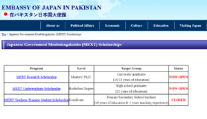 Read more about the article Japanese Government Monbukagakusho (MEXT) Scholarships for Pakistanis