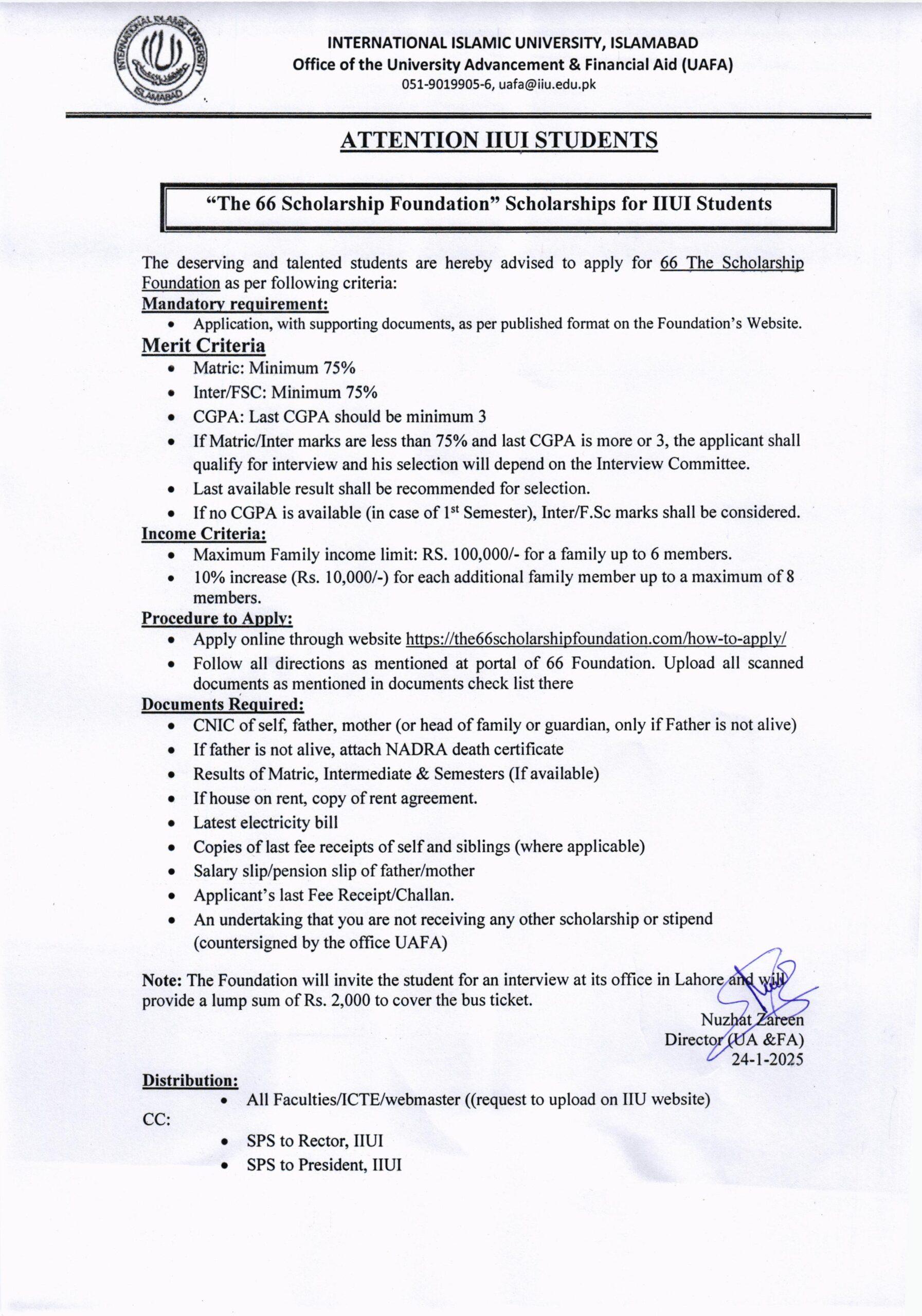 You are currently viewing 66 Scholarship Foundation scholarships for IIUI students