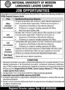 Read more about the article NUML Lahore Campus Jobs 2025