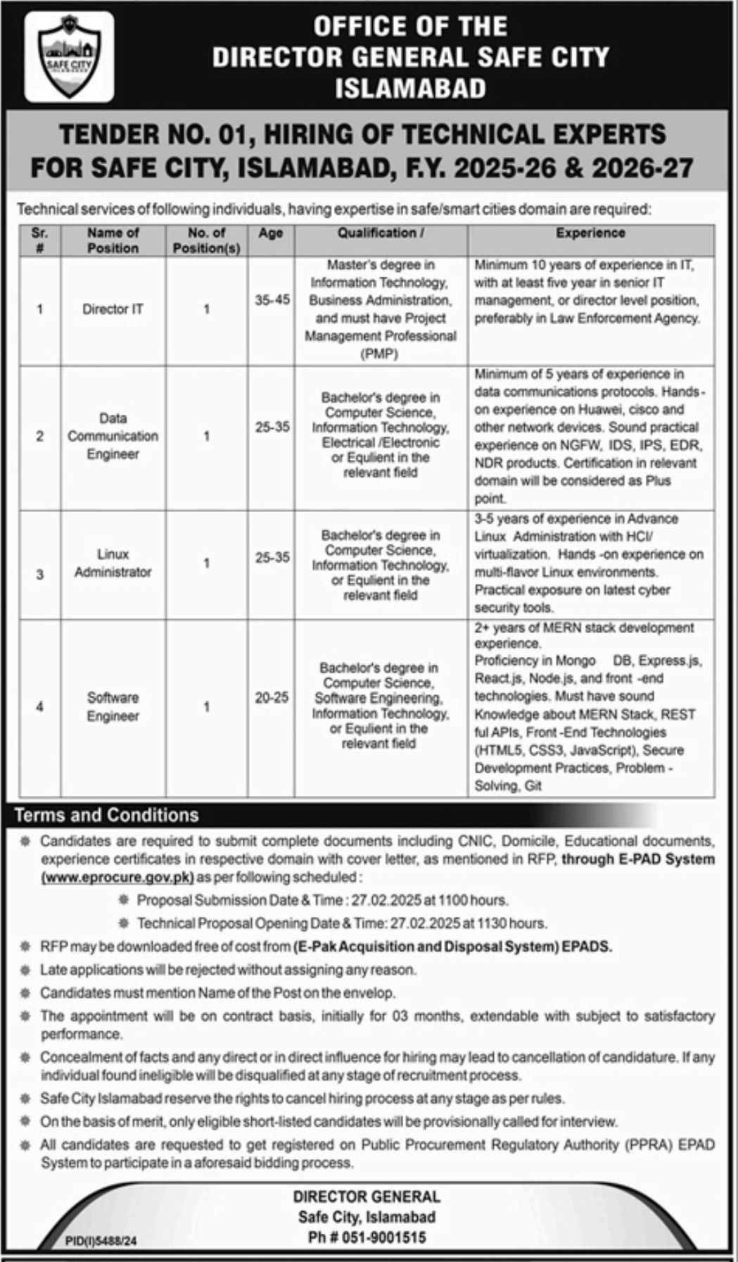 You are currently viewing IT Jobs in Safe City Islamabad 2025-27